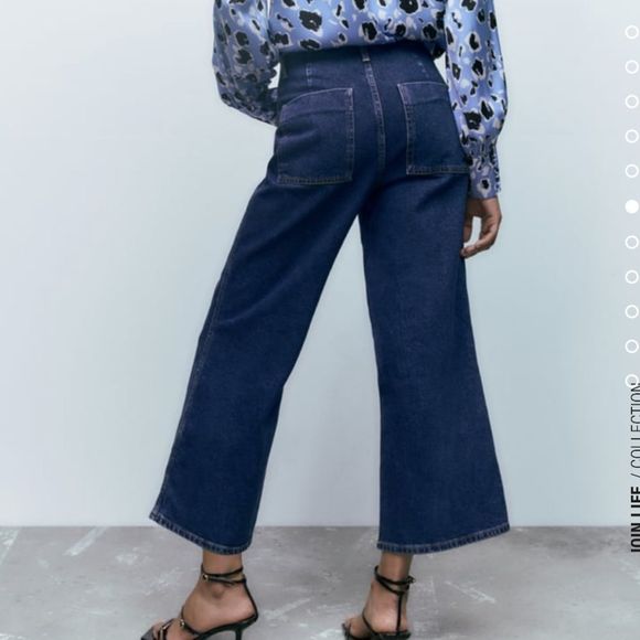 Zara Cropped Z1975 Wide Leg Buttoned - Picture 9 of 10